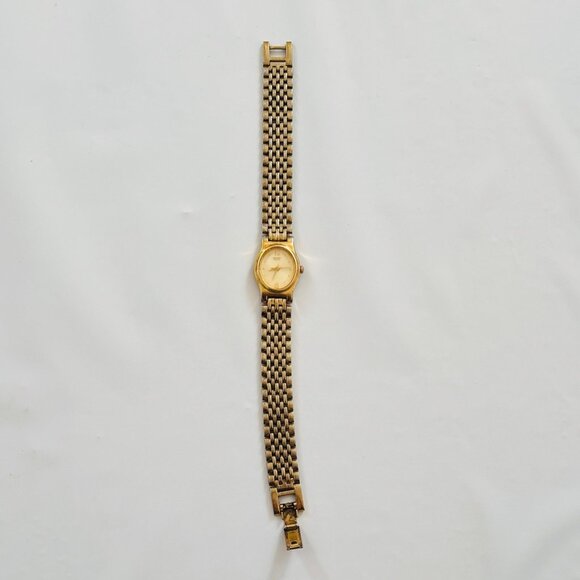Seiko Womens V401-5109 Quartz Watch gold tone Bracelet Band Case Oval Dial main image 7